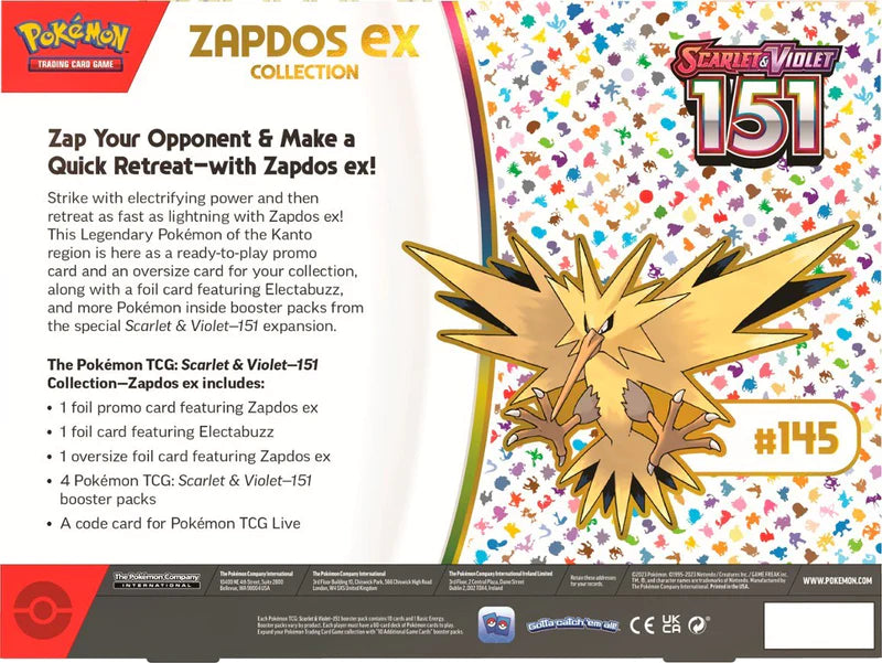 Pokemon Scarlet and Violet 151 Zapdos EX Collection